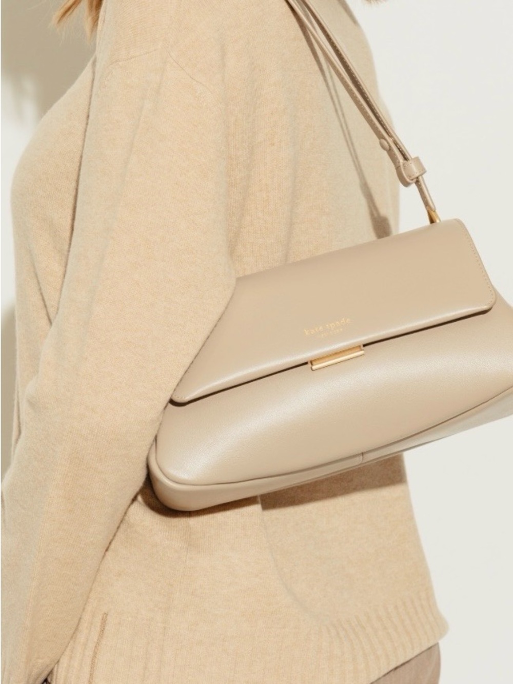 kate spade Beige Leather Mini Shoulder Bag with Gold Hardware